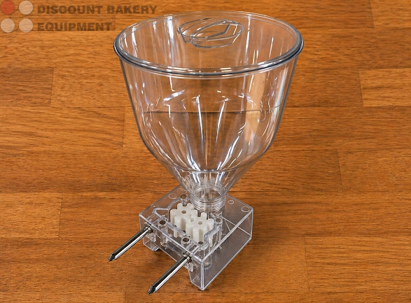 6qt Donut Filler Hopper for Edhard Powerbases, Includes (2) S/S Spouts