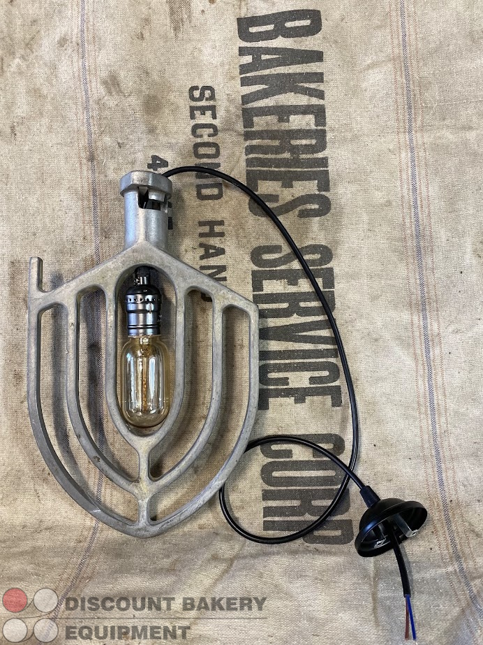 Industrial Bakery Repurposed Flat Beater Single Pendant Lighting fixture with Vintage Edison Light Bulb