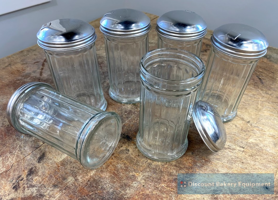 Johnson Rose 6757 12 Oz Glass Jar Sugar Dispenser w/ Stainless Steel Top - Lot of 6